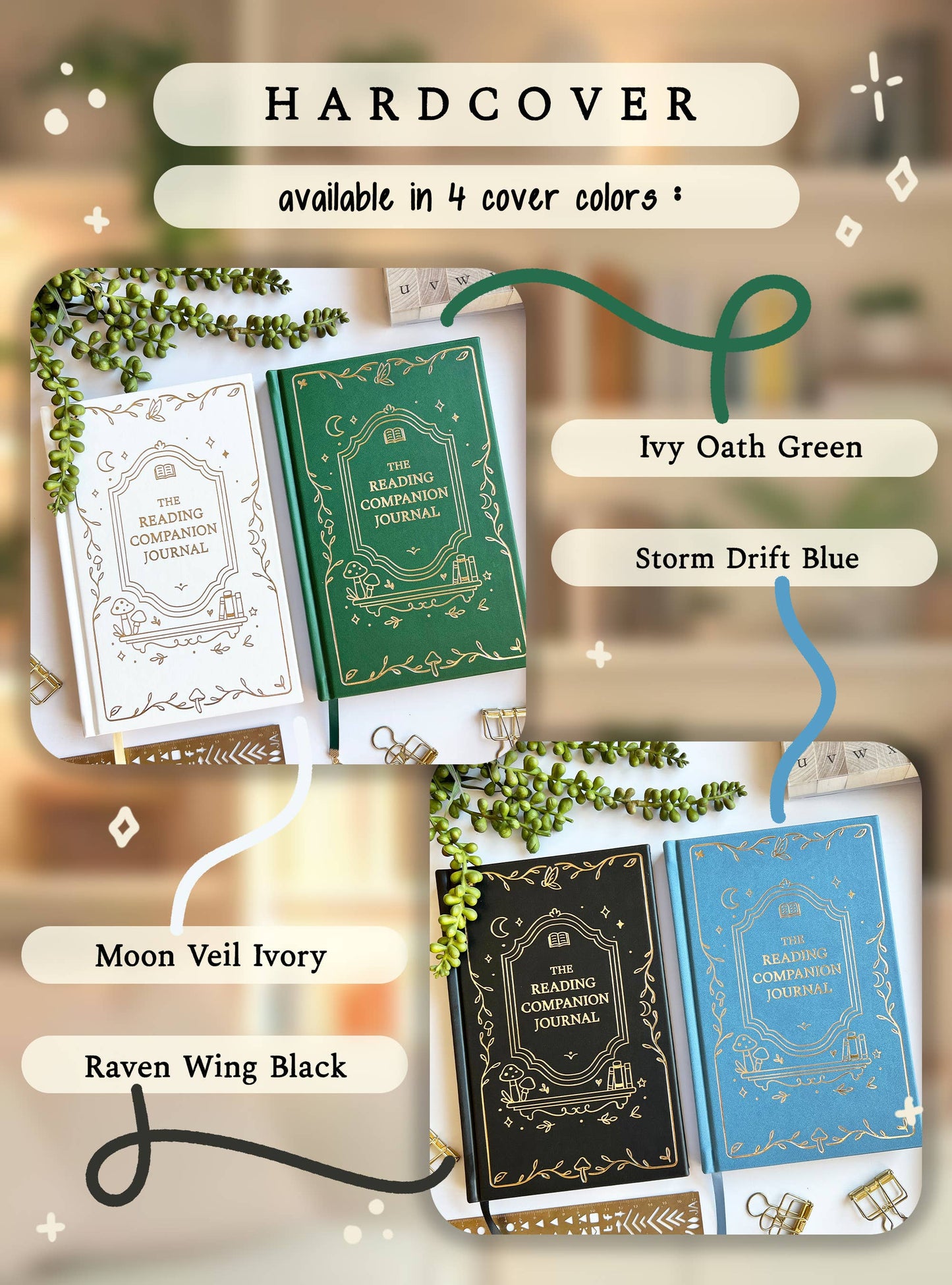 Piper MacLeod Designs - Reading Companion Journal | Vegan Leather & Gold Foil: No thanks! / Moon Veil Ivory