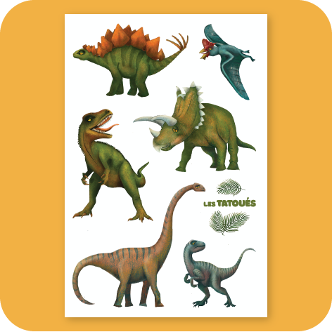 Les Tatoués - Dinosaur Themed Temporary Tattoos - Agricola Street Books