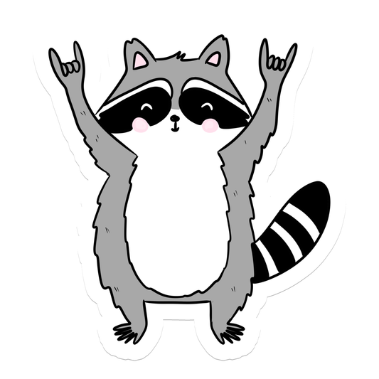 Rebel and Siren Stickers - Rocking Raccoon | Animal | Waterproof Sticker | 3"