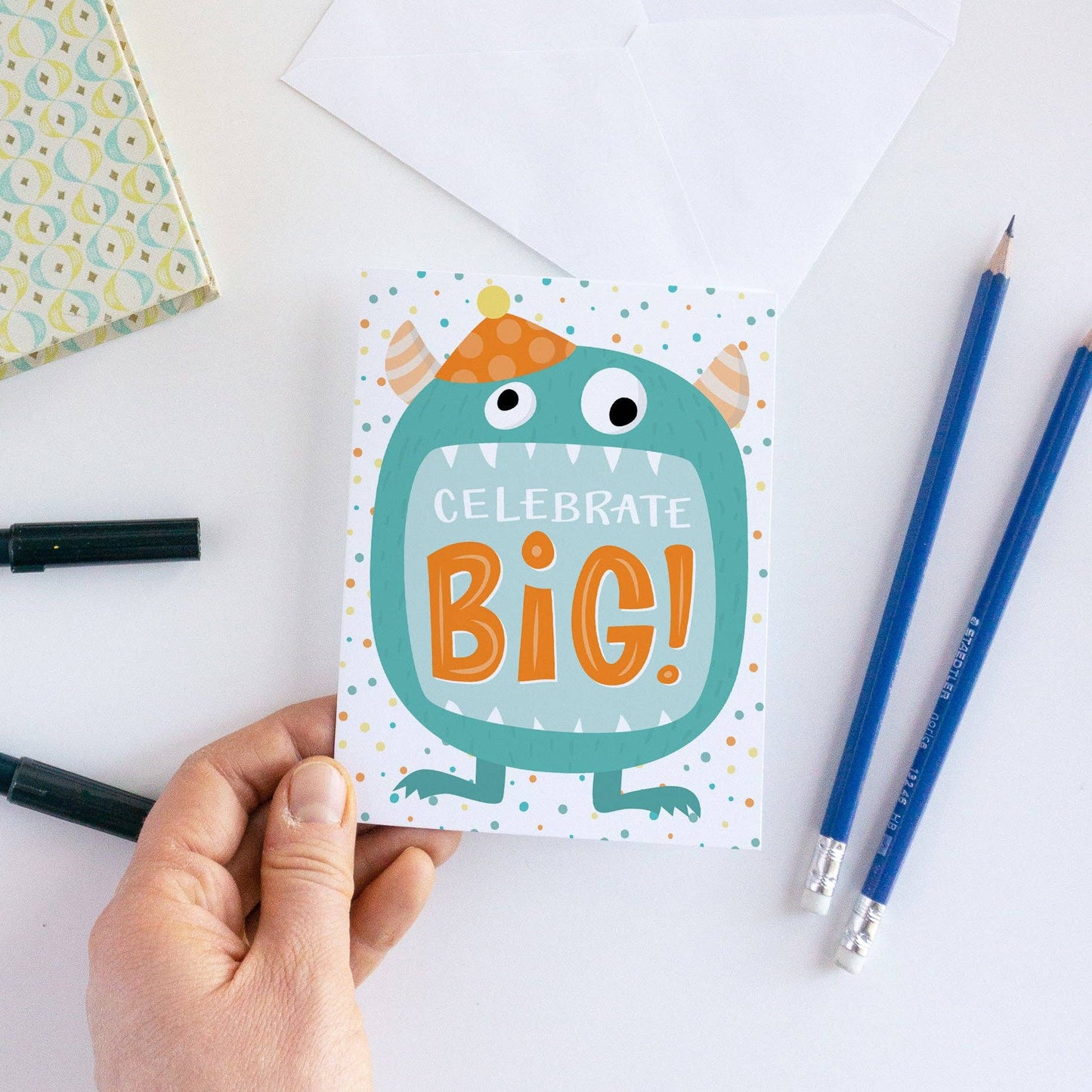Pedaller Designs - Celebrate Big Kid's Monster Birthday Card - Agricola Street Books