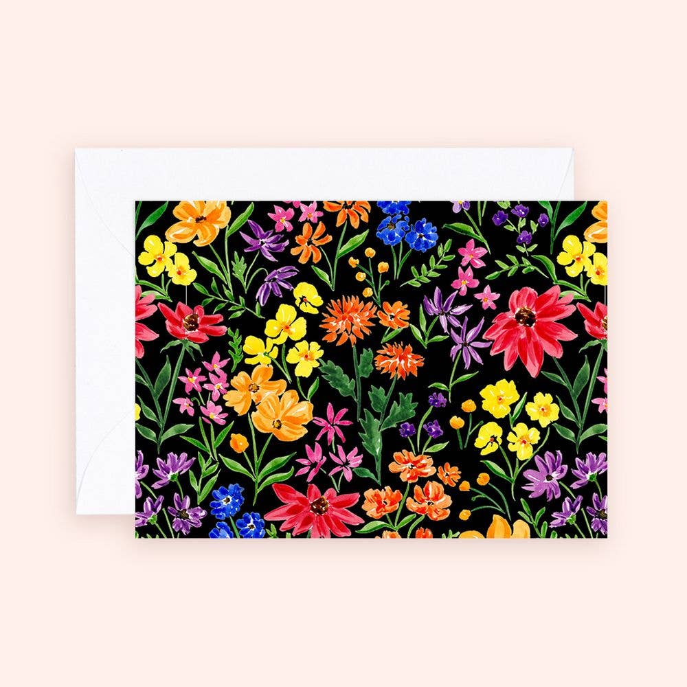 Almeida Illustrations - Mini Card - Contrast Wildflowers Enclosure Card - Agricola Street Books