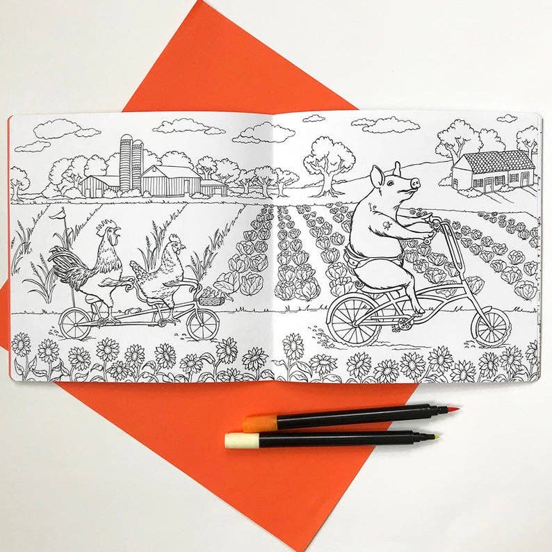 Sardines Studio - Coloring book - Animals on Bikes From the Forest to the Town - Agricola Street Books