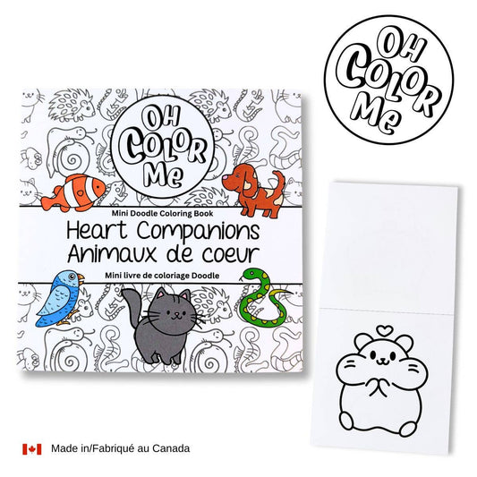 Oh Color Me - Mini Coloring Book Heart Companions, 4"x4", Stocking Stuffer