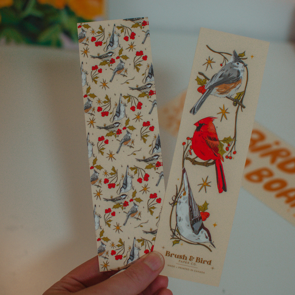 Brush + Bird Paper Co. - Winter Birds Bookmark | Illustrated Canadian Bird Design