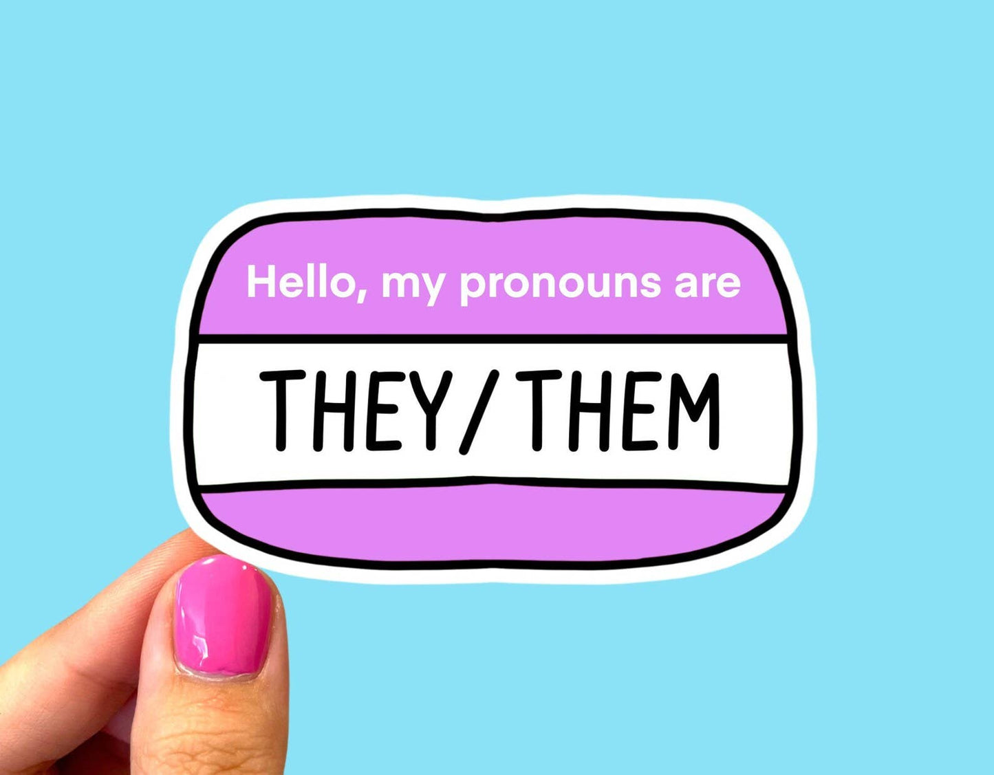 Radical Buttons - My pronouns are they/them, Pronoun sticker, Pride sticker - Agricola Street Books