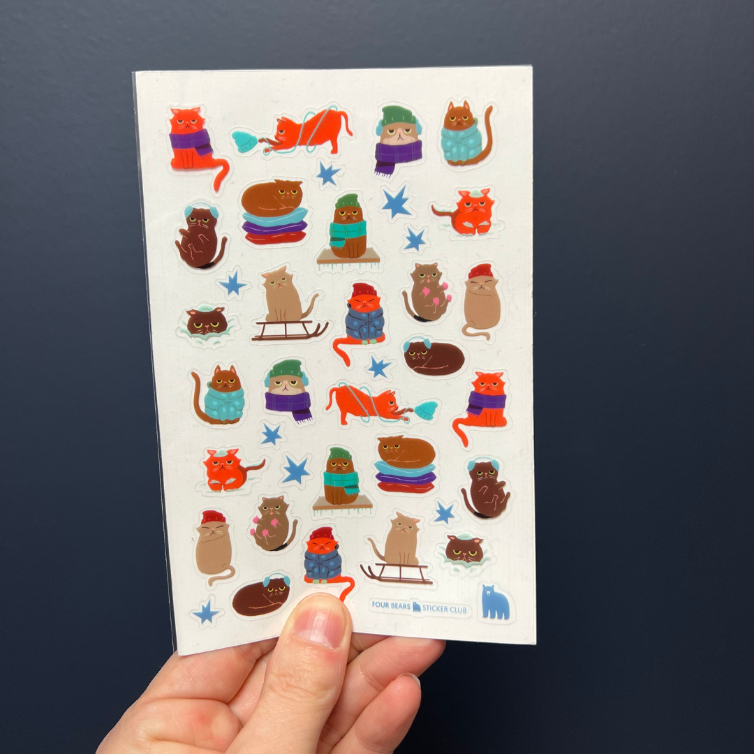 Four Bears Sticker Club - Grumpy Winter Cats