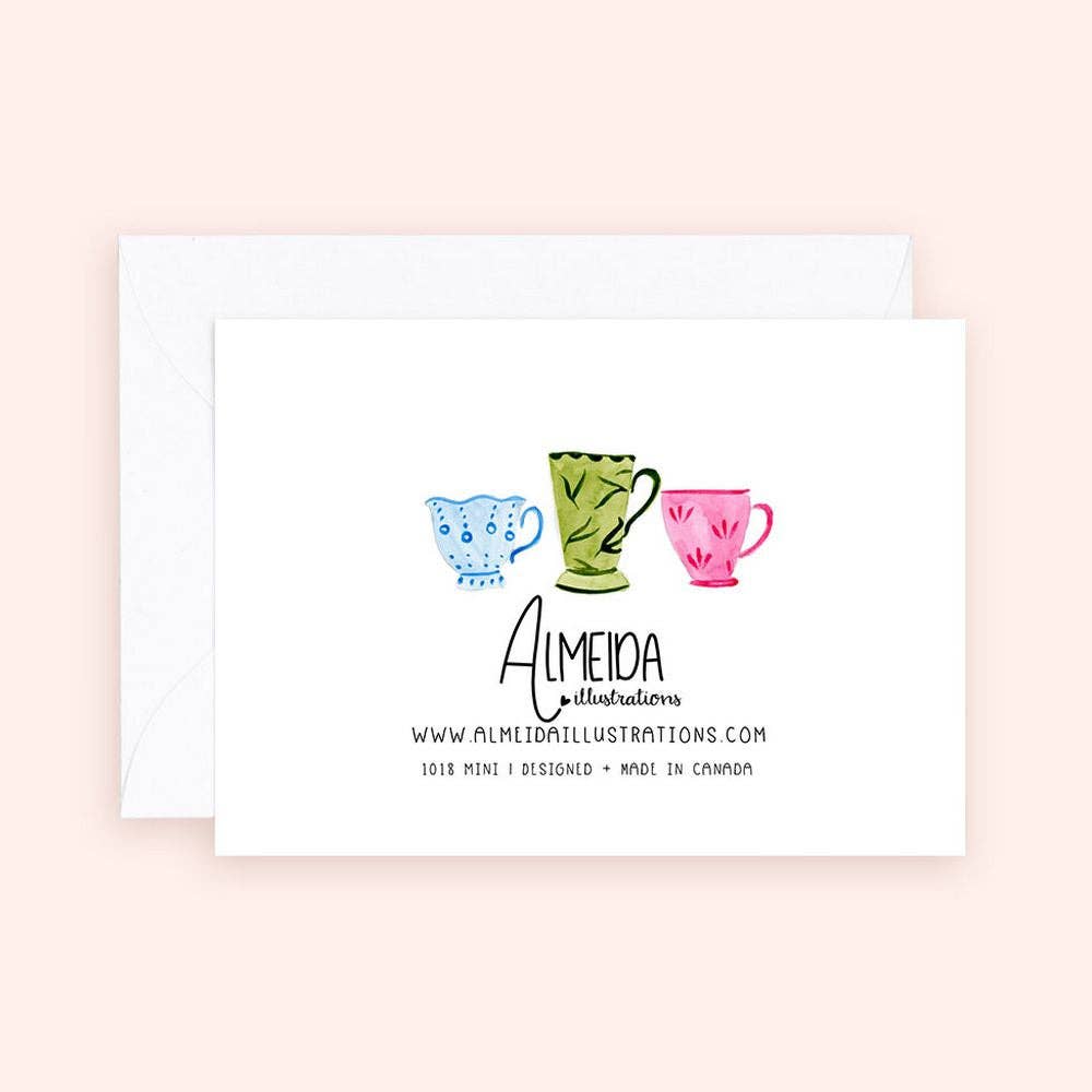 Almeida Illustrations - Mini Card - Teacup Party Enclosure Card - Agricola Street Books