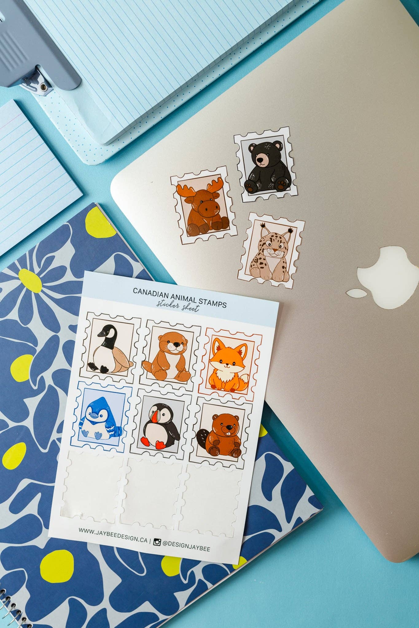 Jaybee Design - Planche d'autocollants Animaux canadiens