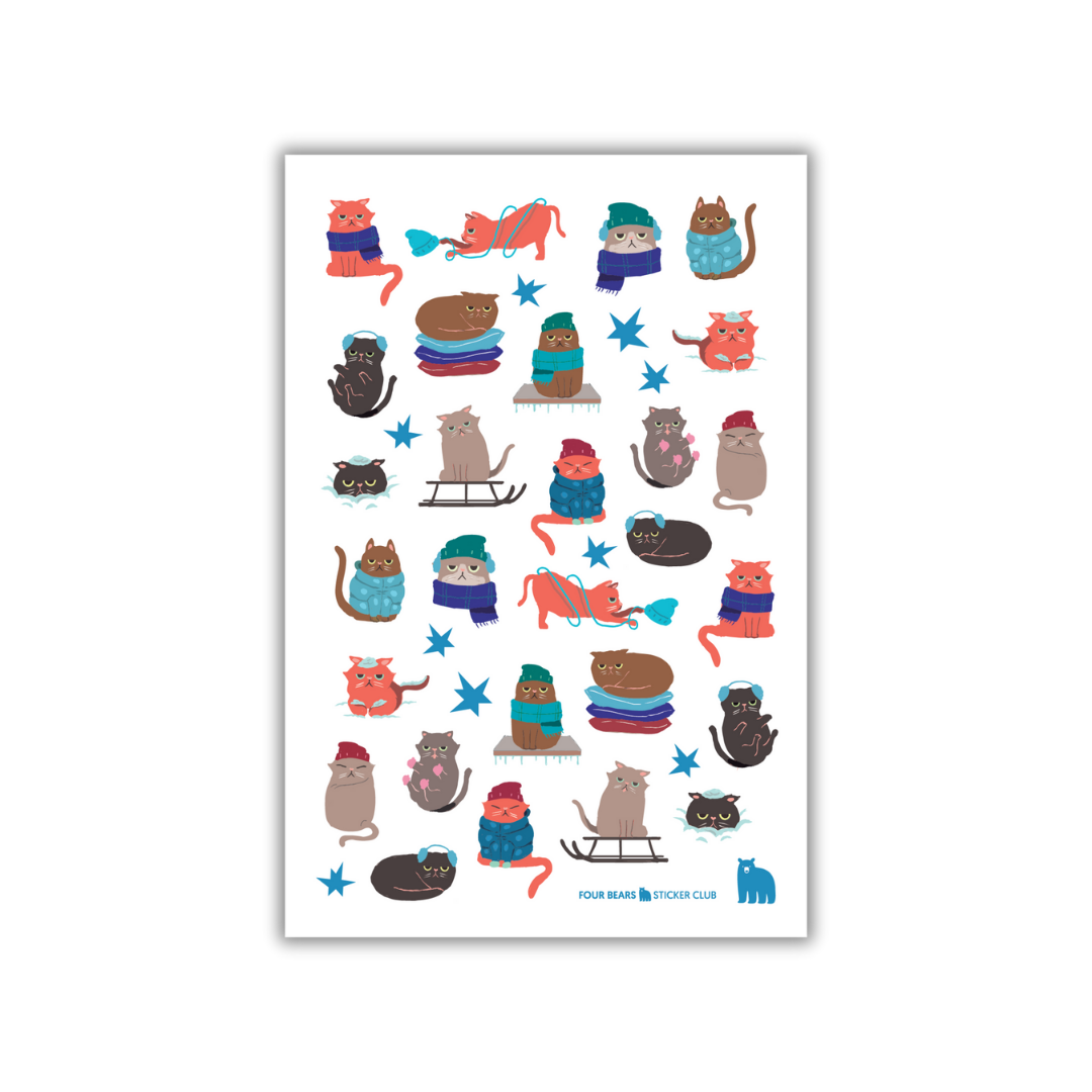 Four Bears Sticker Club - Grumpy Winter Cats