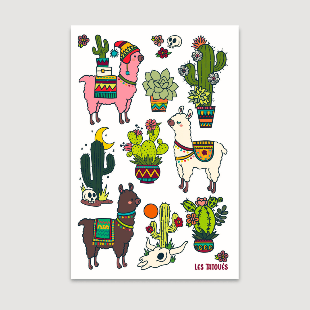 Les Tatoués - Alpacas and Cacti - Temporary Tattoos
