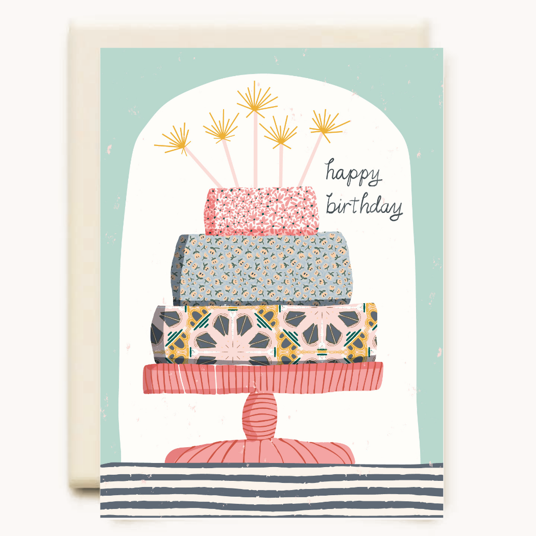 Inkwell Cards - Sparkler Birthday Cake | Birthday Greeting Card - Agricola Street Books