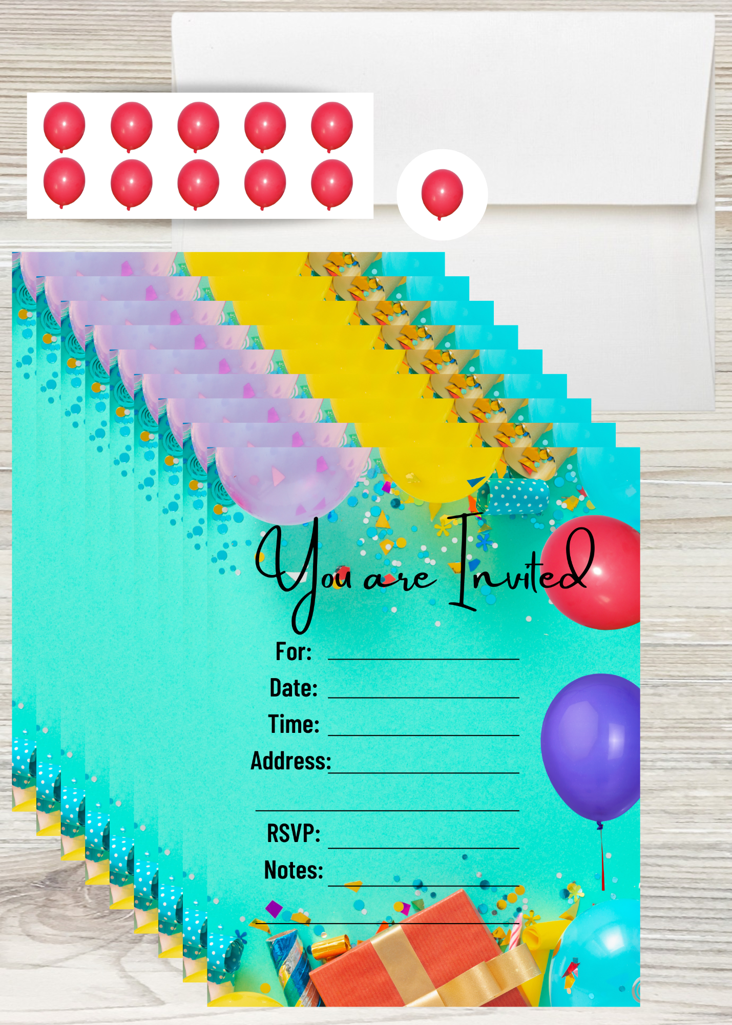 All Occasion Invitations with Envelopes + Stickers(10 cards) - Agricola Street Books