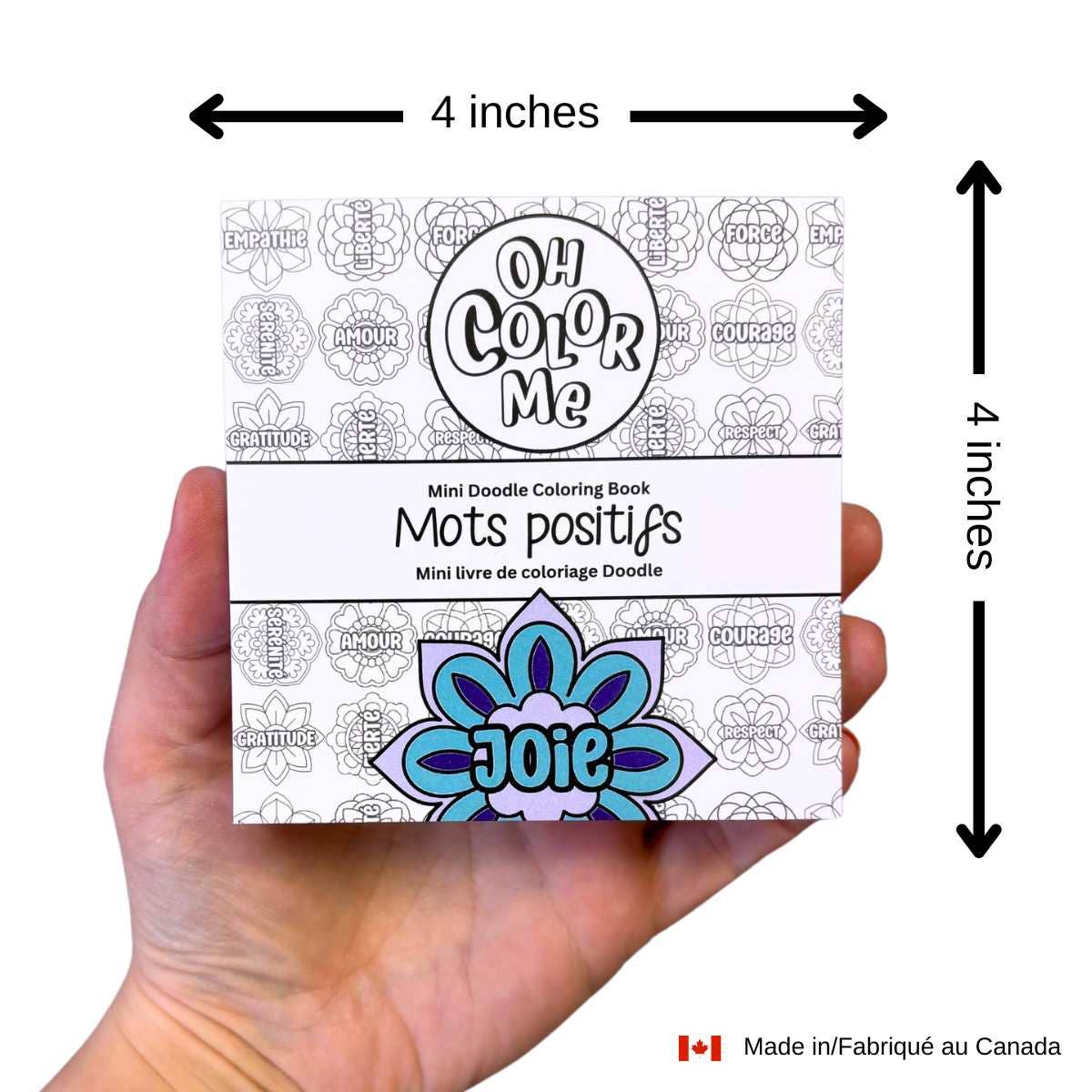 Oh Color Me - Mini Coloring Book Mots Positifs (FRENCH), 4"x4", - Agricola Street Books