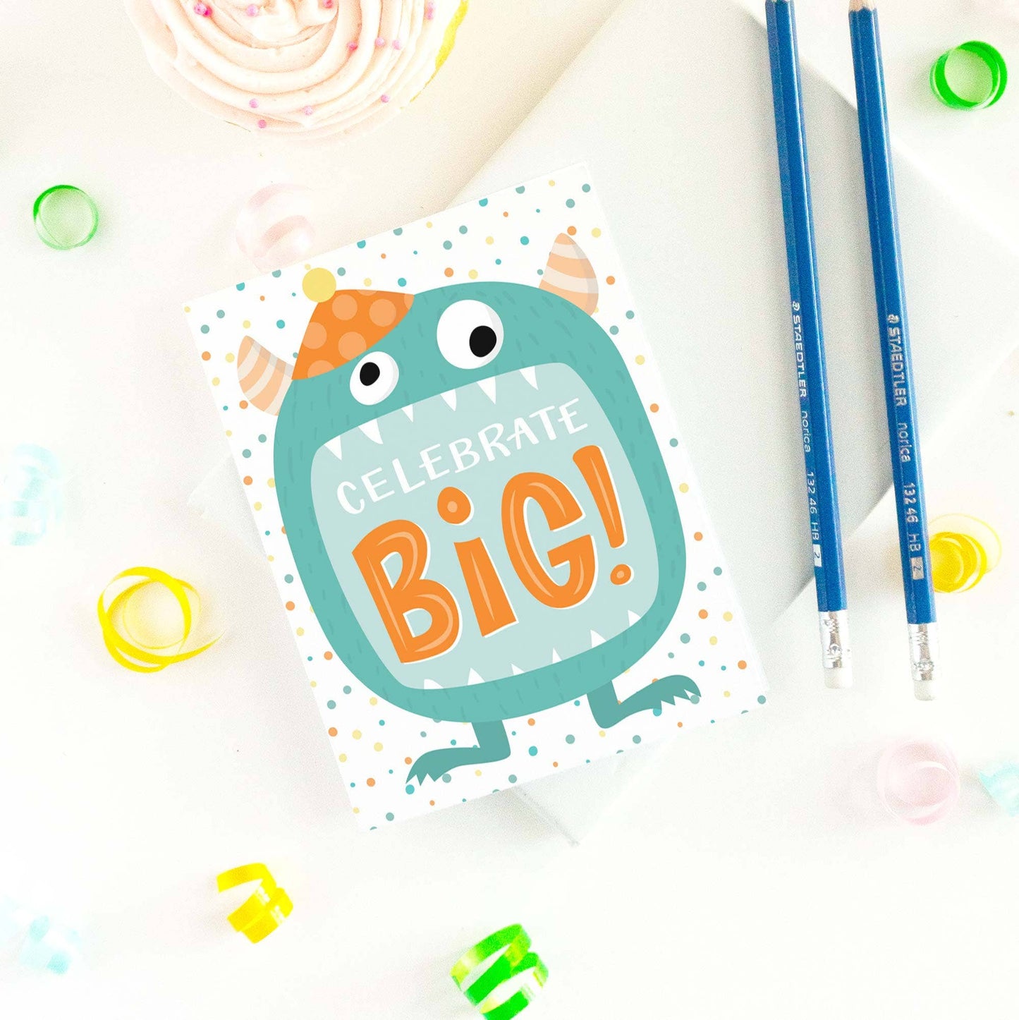 Pedaller Designs - Celebrate Big Kid's Monster Birthday Card - Agricola Street Books
