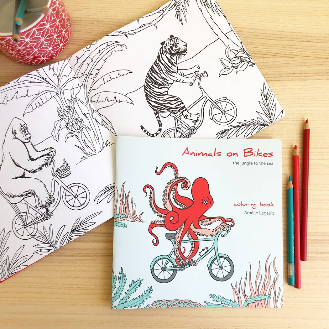 Sardines Studio - Coloring book - Animals on Bikes From the Jungle to the Sea - Agricola Street Books