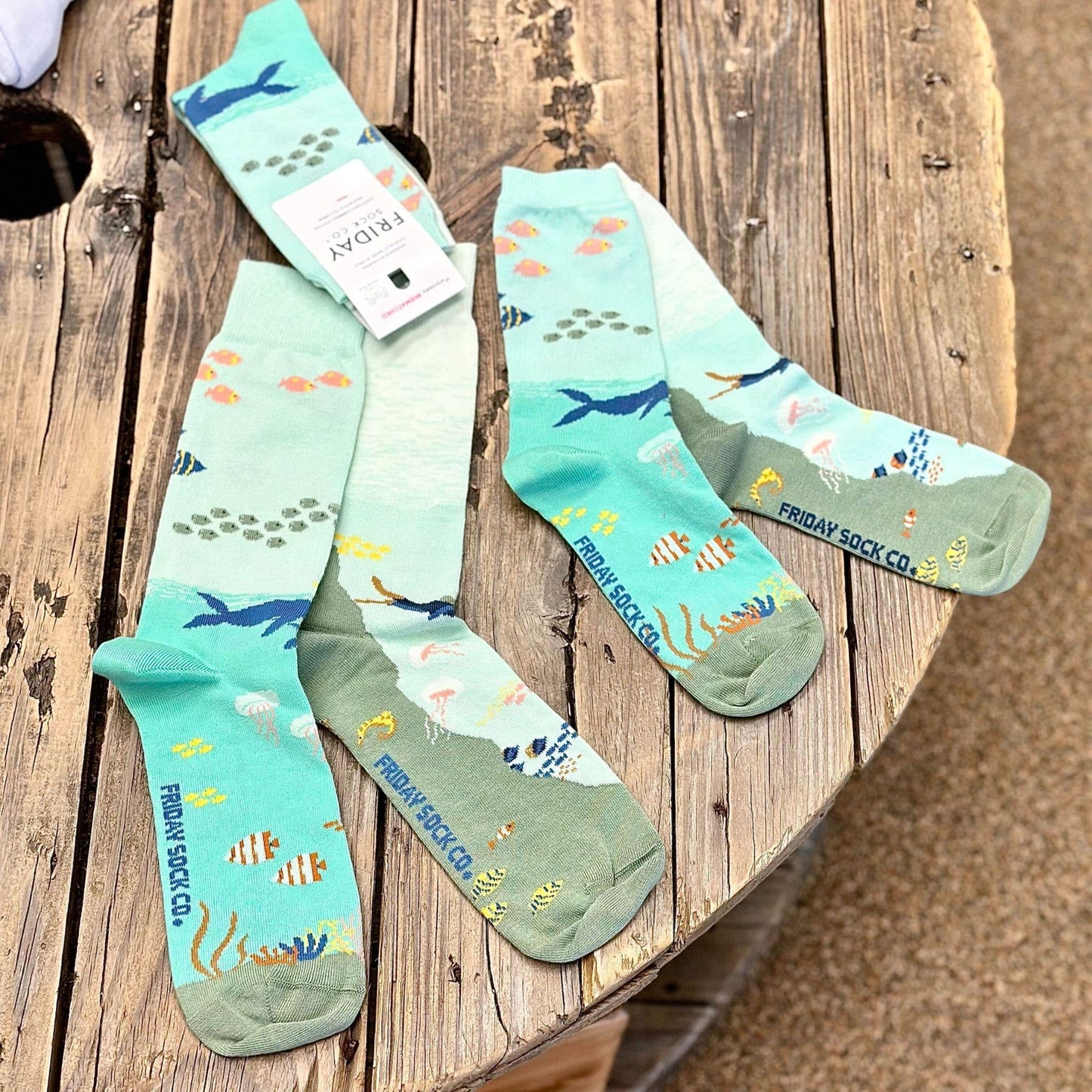 Friday Sock Co. - Women's Underwater Scene Crew Socks - Marine Design