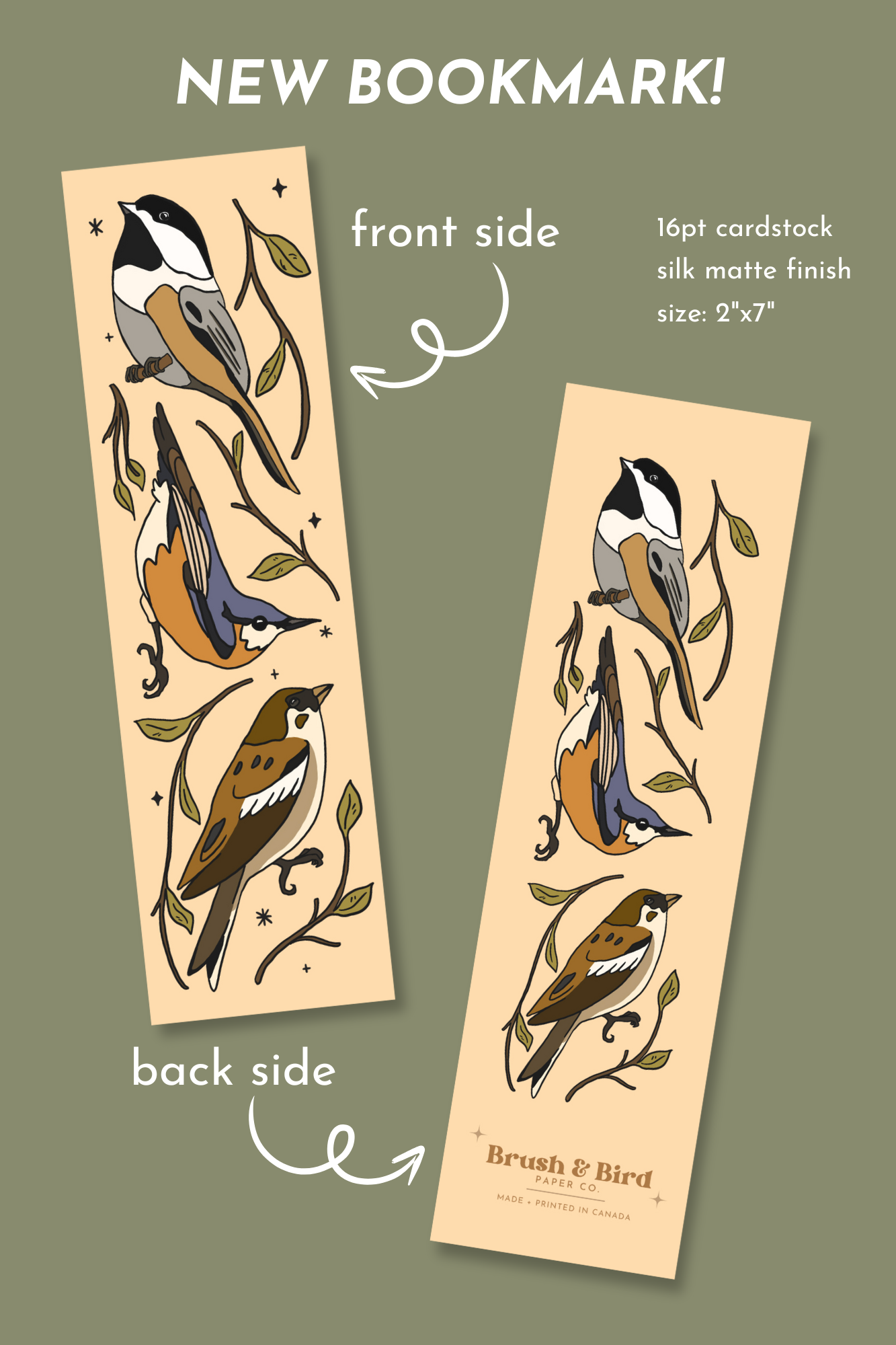 Brush + Bird Paper Co. - Canadian Birds Bookmark | Illustrated Backyard Bird Design