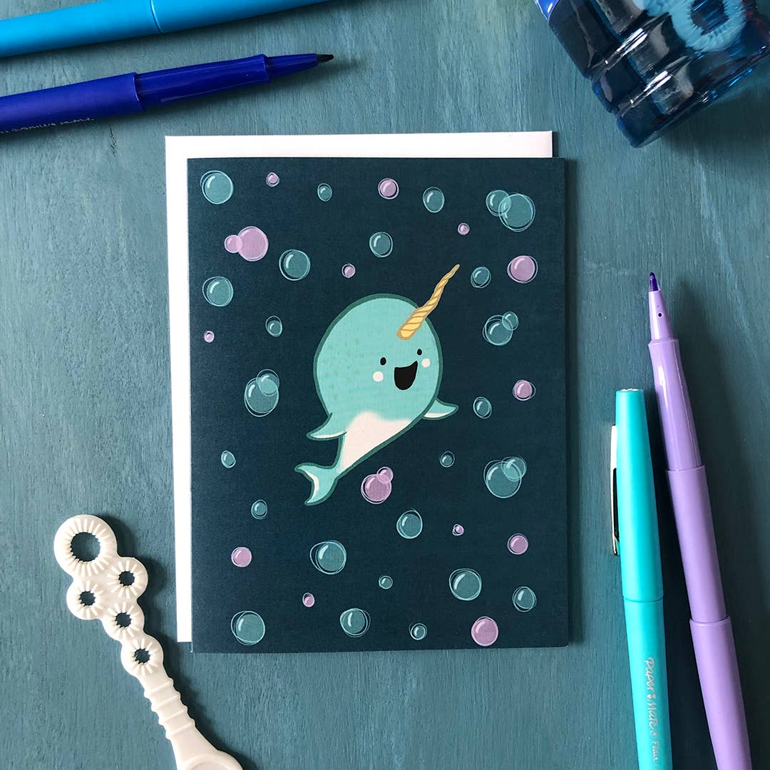 Carabara Designs - Baby Narwhal Card - Agricola Street Books
