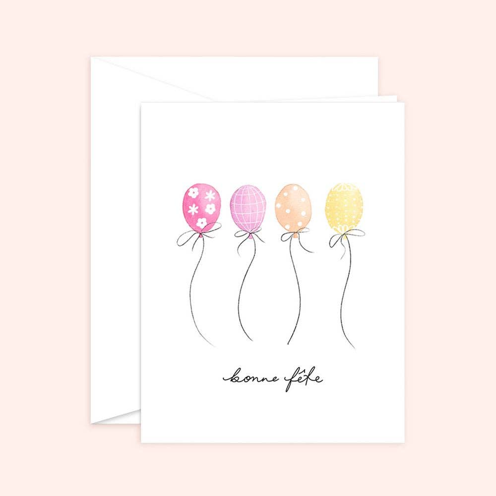 Almeida Illustrations - Bonne Fete Birthday Card | French Balloons Celebration Card