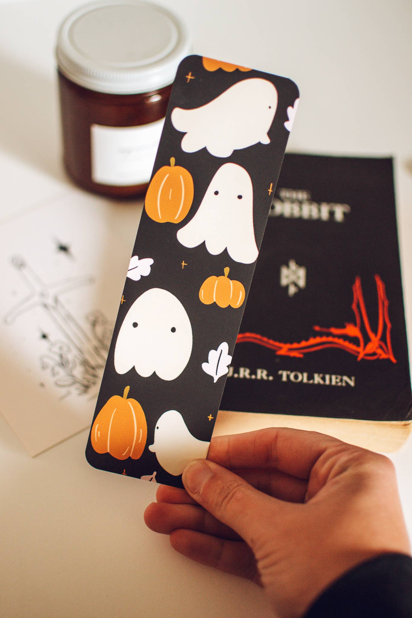 Brush & Bird - Halloween Ghost Pattern Bookmark | Cute Ghost Art