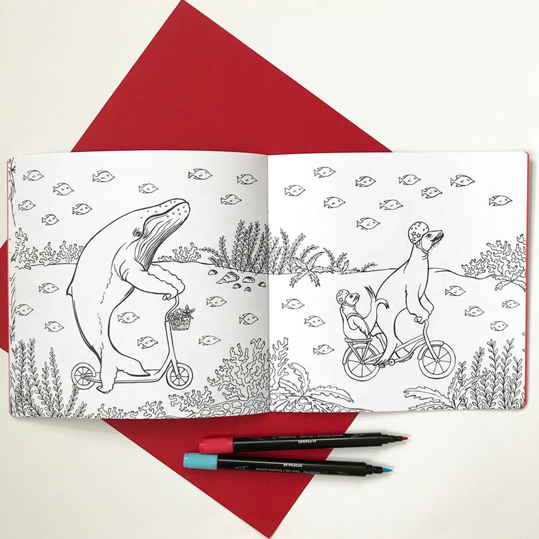 Sardines Studio - Coloring book - Animals on Bikes From the Jungle to the Sea - Agricola Street Books