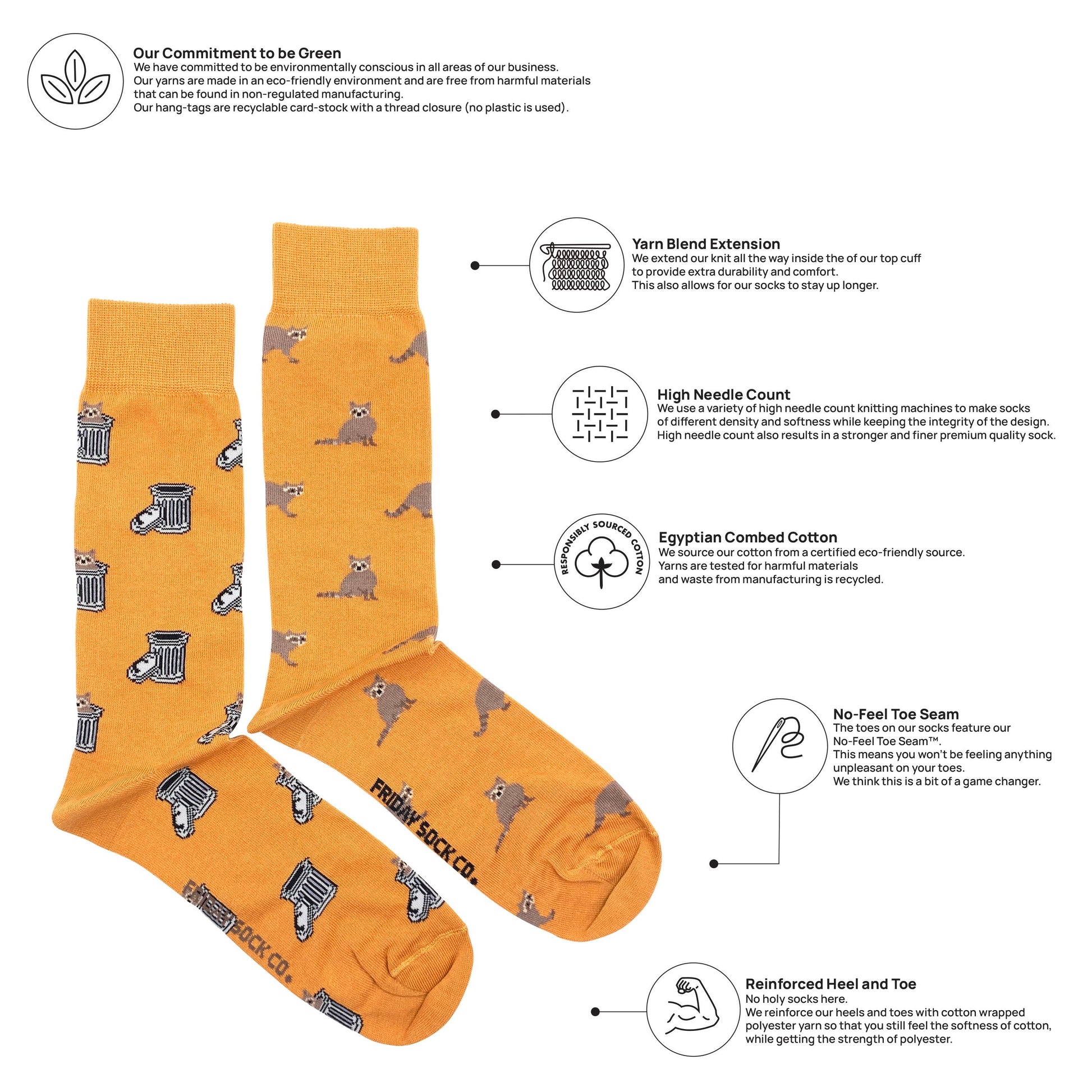 Friday Sock Co. - Men's Raccoon & Trash Can Socks - Agricola Street Books