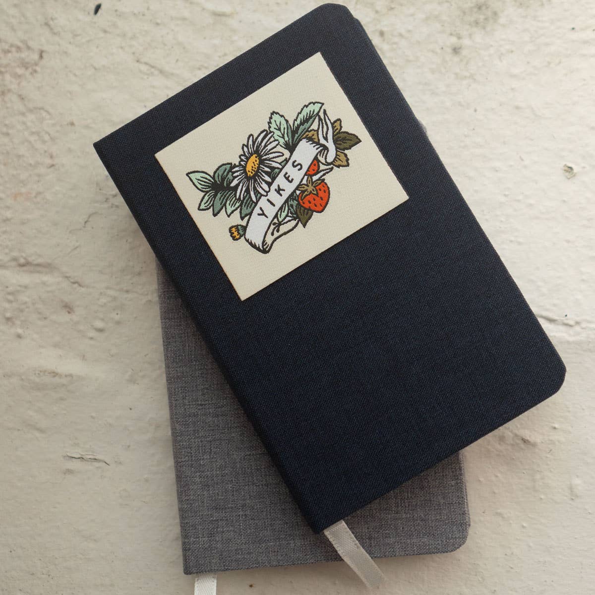 Stay Home Club - Patched Linen Notebook - Yikes