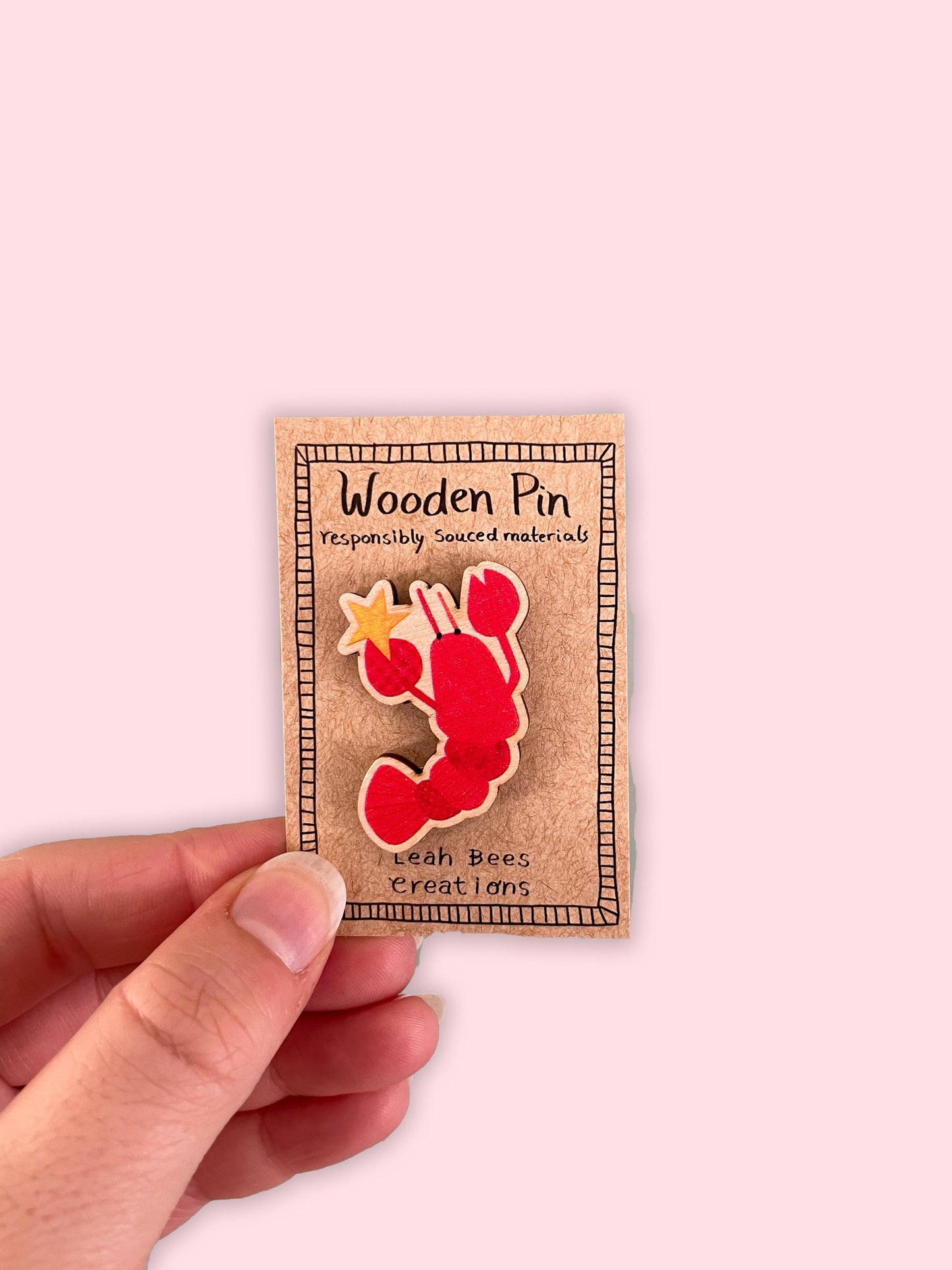 Leah Bees Creations - Lobster - Wooden Pin