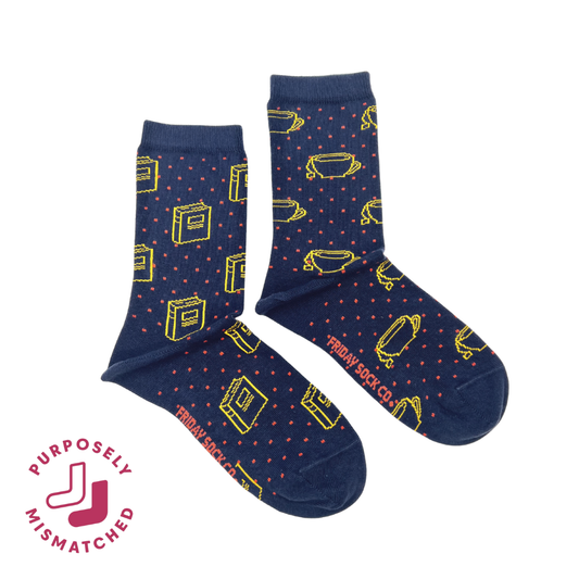 Friday Sock Co. - Women's Book & Tea Socks - Gift, Stocking Stuffer