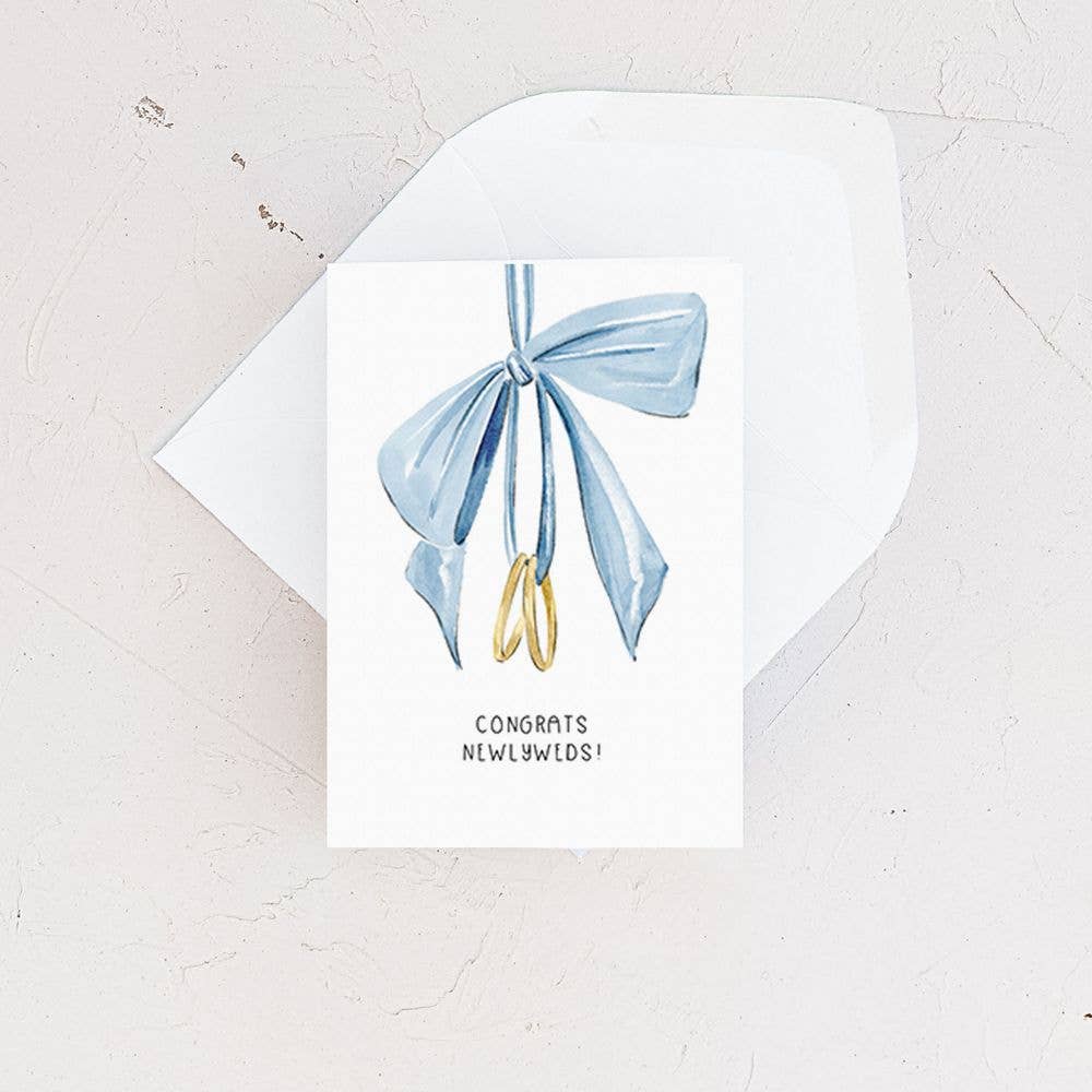 Almeida Illustrations - Mini Card - Wedding Rings & Bows Enclosure Card - Agricola Street Books