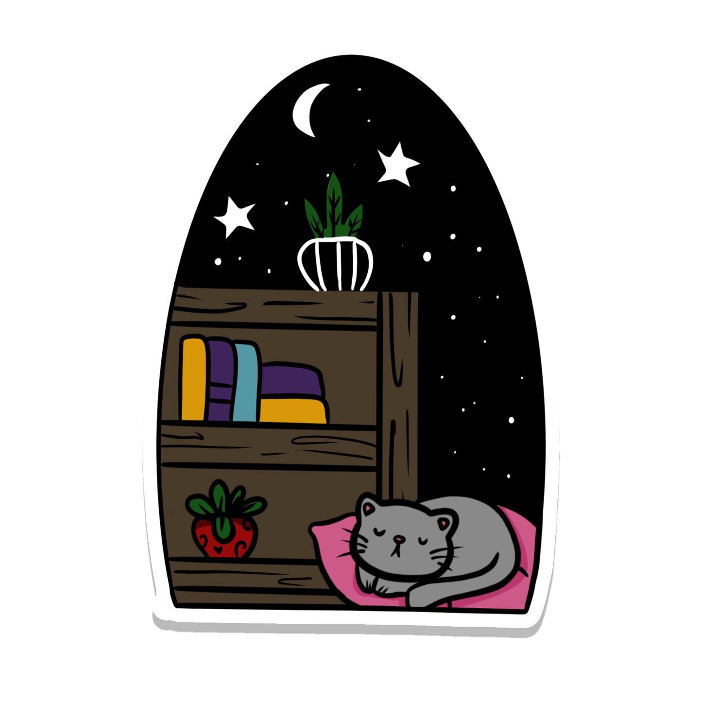 Rebel and Siren - Cat and Book Window Vinyl Sticker | 3.2"