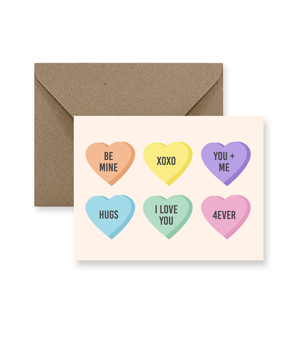 IMPAPER - Candy Heart Valentine’s Day Greeting Card - Agricola Street Books