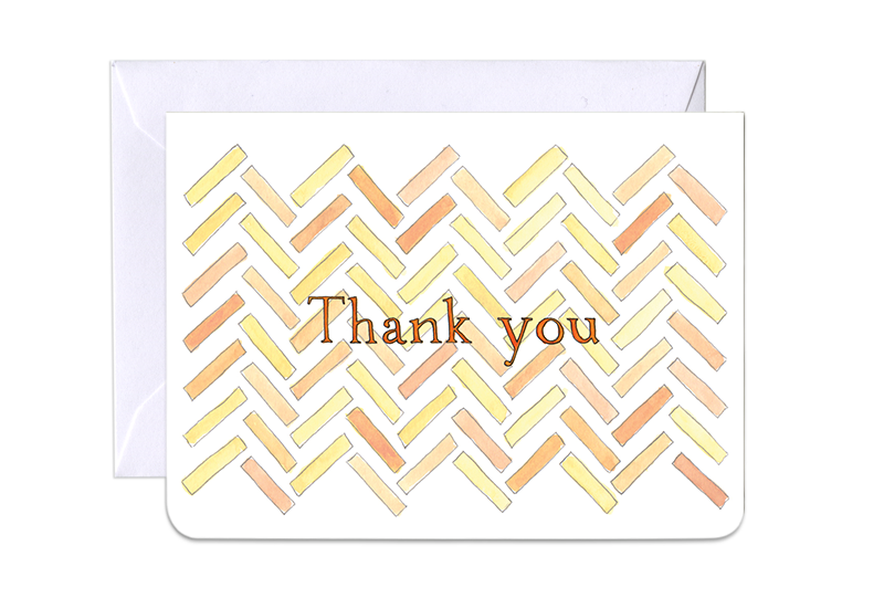 Gotamago - Herringbone Thank You Mini Blank Card - Agricola Street Books