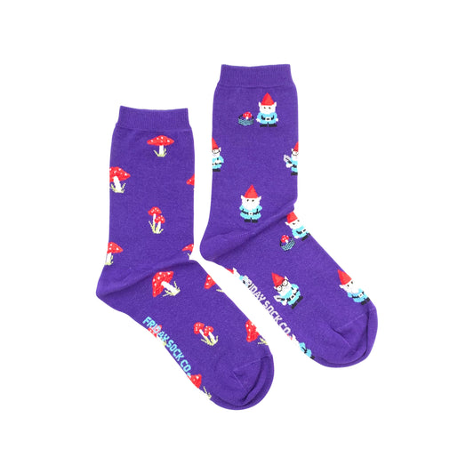 Friday Sock Co. - Women’s Socks | Gnome and Mushroom | Mismatched - Agricola Street Books