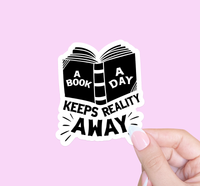A book a day keeps reality away, Sticker