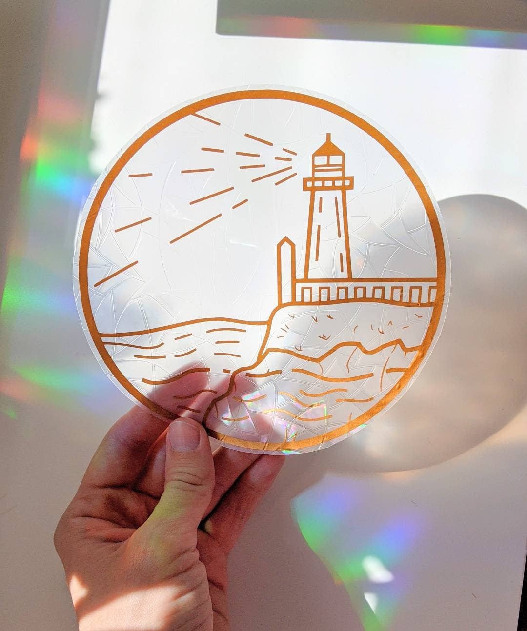 Prismatic Kitty - Lighthouse Suncatcher Sticker