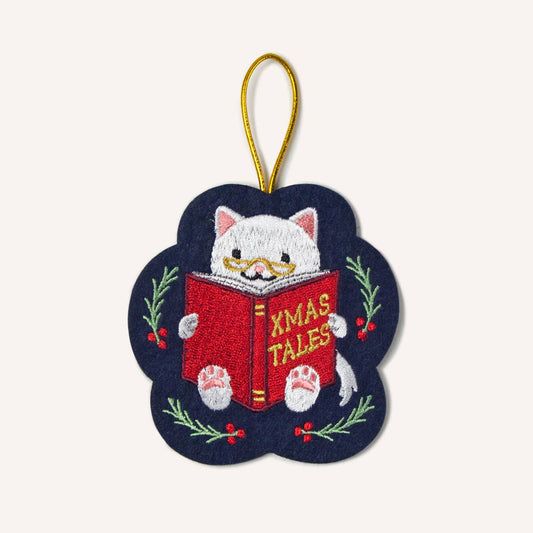 Reading Cat Ornament