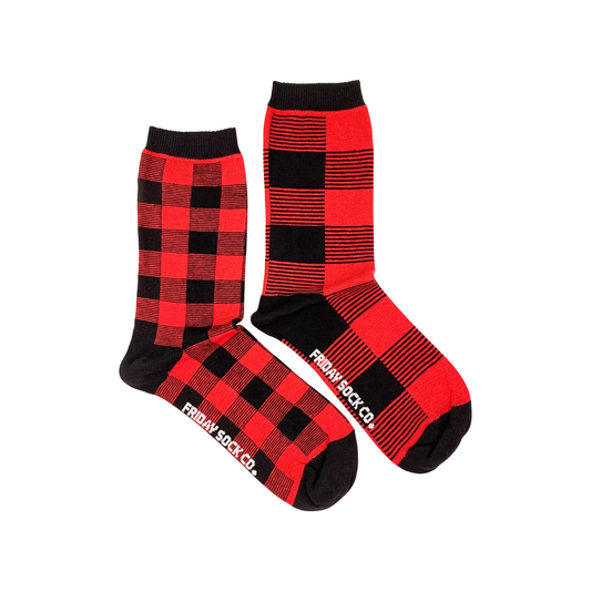 Friday Sock Co. - Women’s Socks | Red Plaid | Fun Socks | Canadian Brands: Women's 5-10