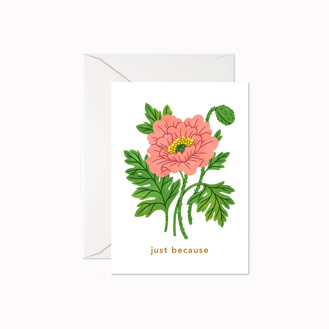 Linden Paper Co. - Just Because Pink Poppy | Mini Card - Agricola Street Books