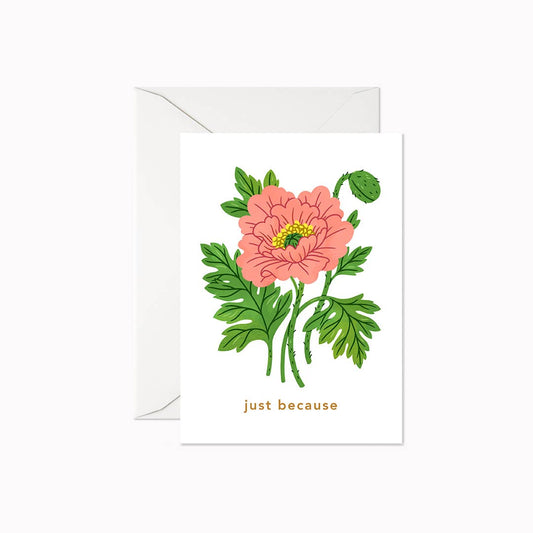 Linden Paper Co. - Just Because Pink Poppy | Mini Card - Agricola Street Books