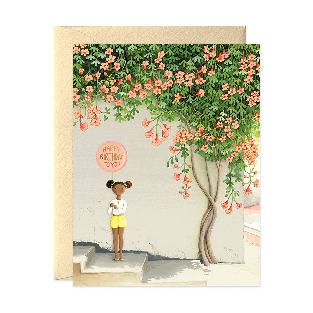 JooJoo Paper - Girl Under Vine Birthday Card - Agricola Street Books