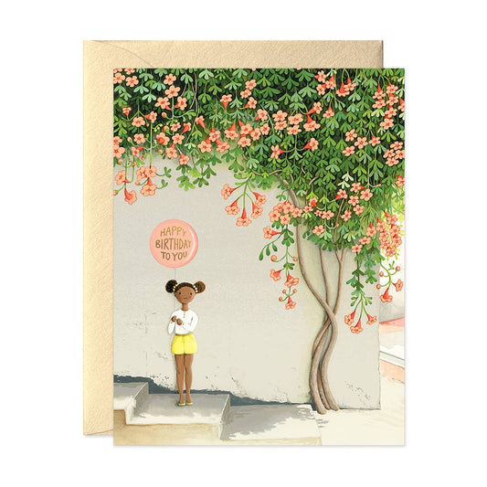 JooJoo Paper - Girl Under Vine Birthday Card - Agricola Street Books