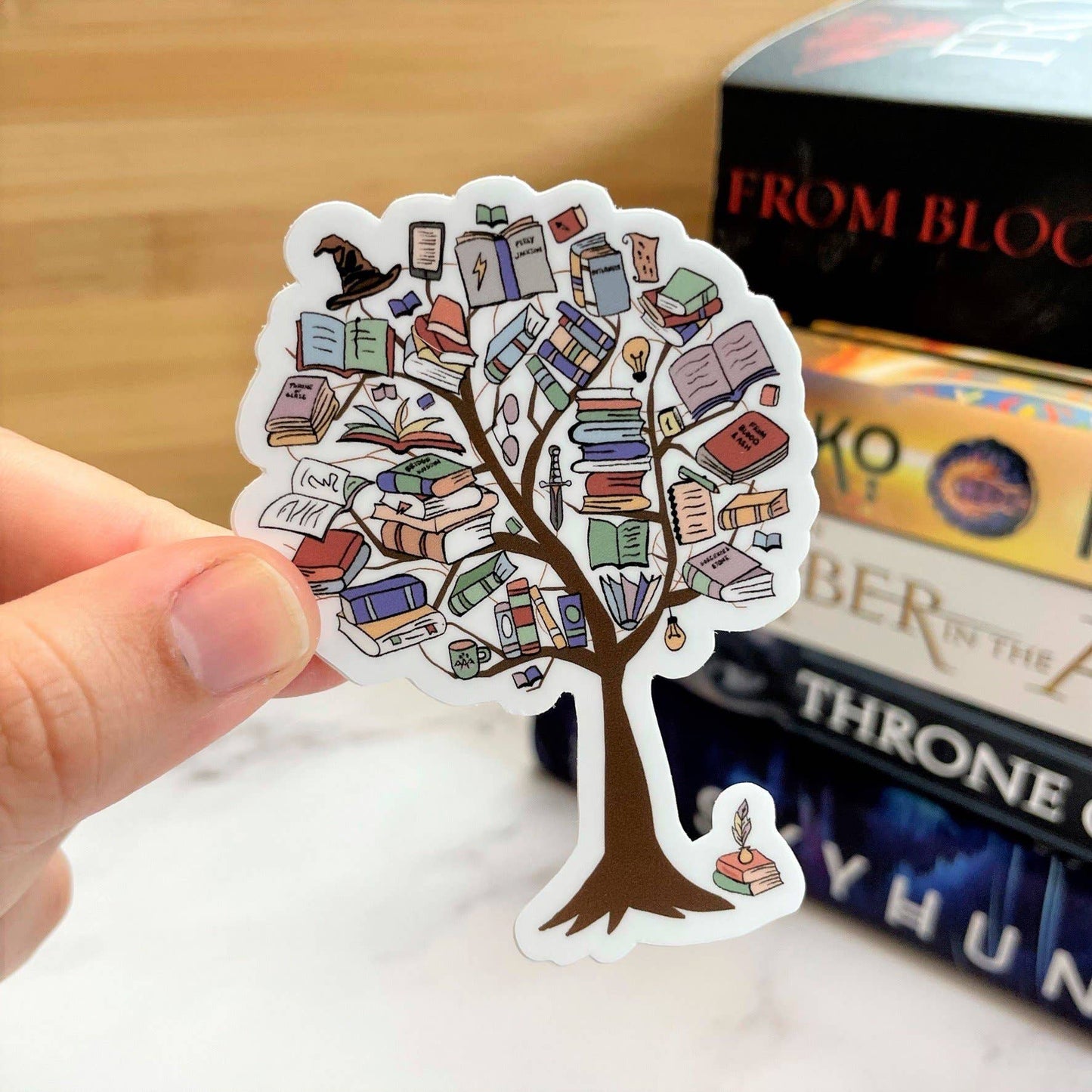 Wildly Enough - Fantasy Book Tree Sticker, 3-inch